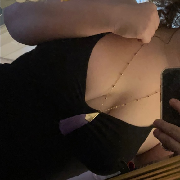 Purple and Gold Tassel Necklace - Earring Set - Picture 6 of 8